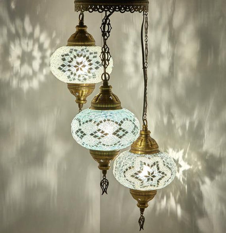 Turkish Mosaic Chandelier (3 globes/bulbs)