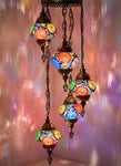 Turkish Mosaic Chandelier (5 globes/bulbs)