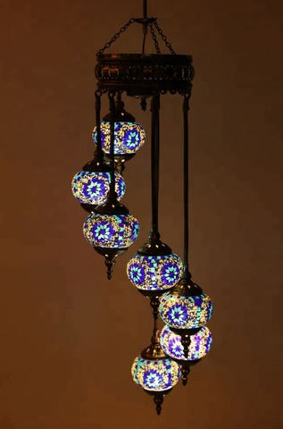 Turkish Mosaic Chandelier (7 globes/bulbs)